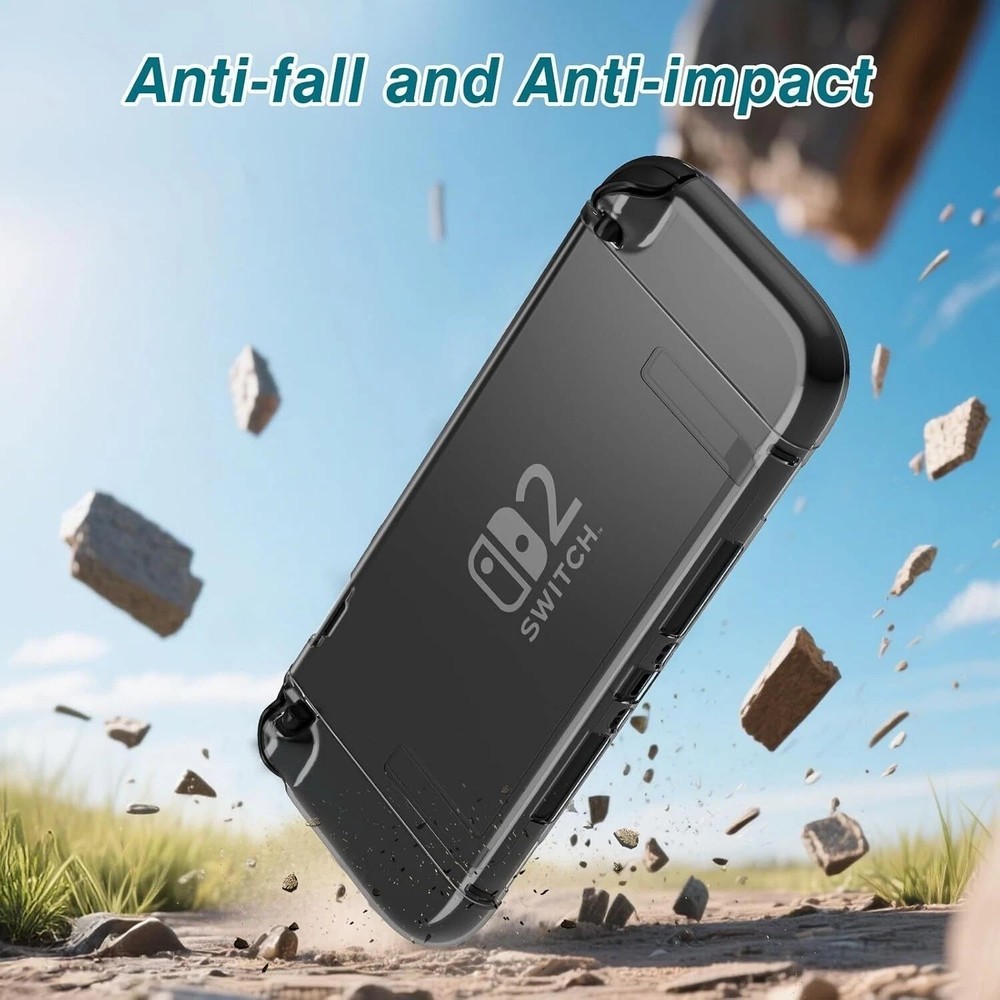 Clear Case for Nintendo Switch 2 with Screen Protector,Thumb Grips,PC Protective