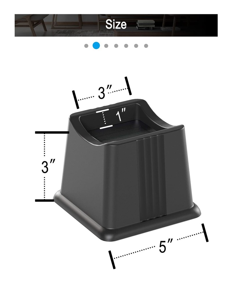 Bed Furniture Risers Elevation in Height 3" Heavy Duty Risers for Both Posts ...