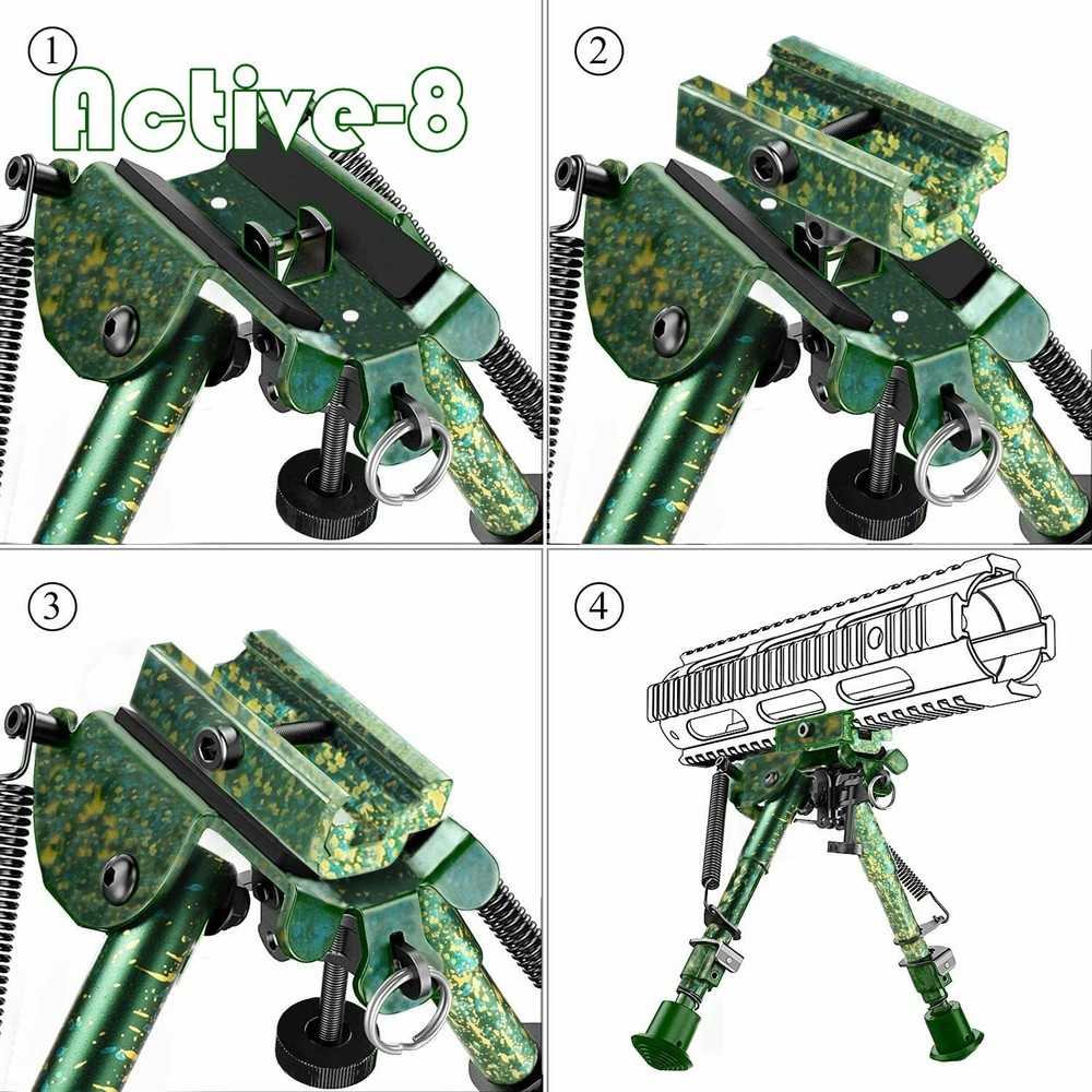 ACTIVE-8 6-9 Inches Rifle Bipod Adjustable Spring Return with Adapter