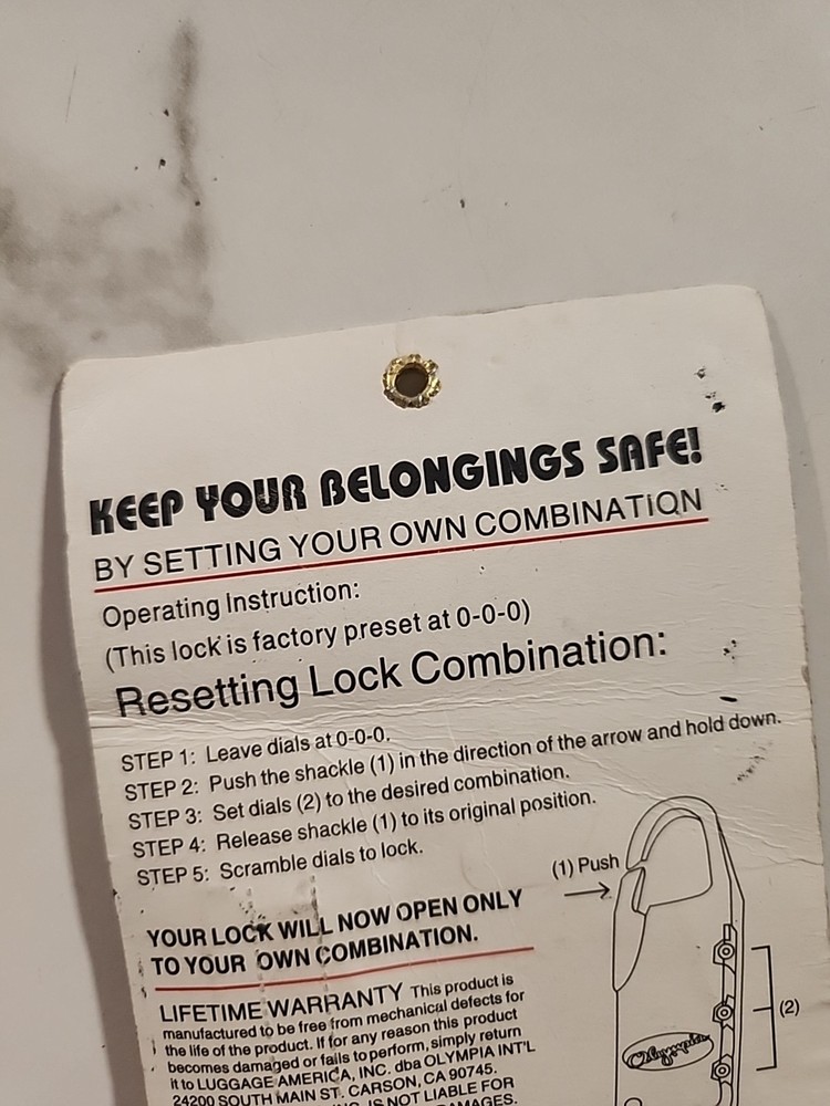 Olympia Sealed 3 Dial Combination Lock Luggage Security