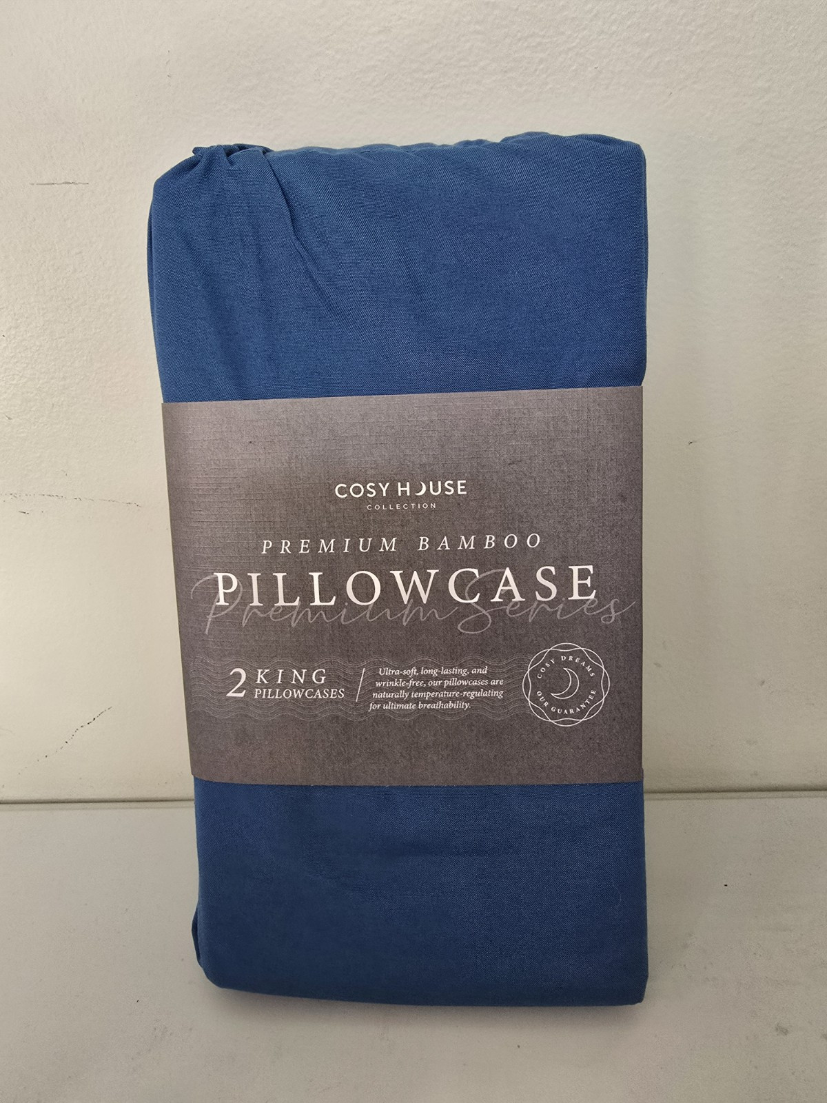 Cosy House Royal Blue Luxury Pillowcases 2 King Brand New Bamboo/Visco