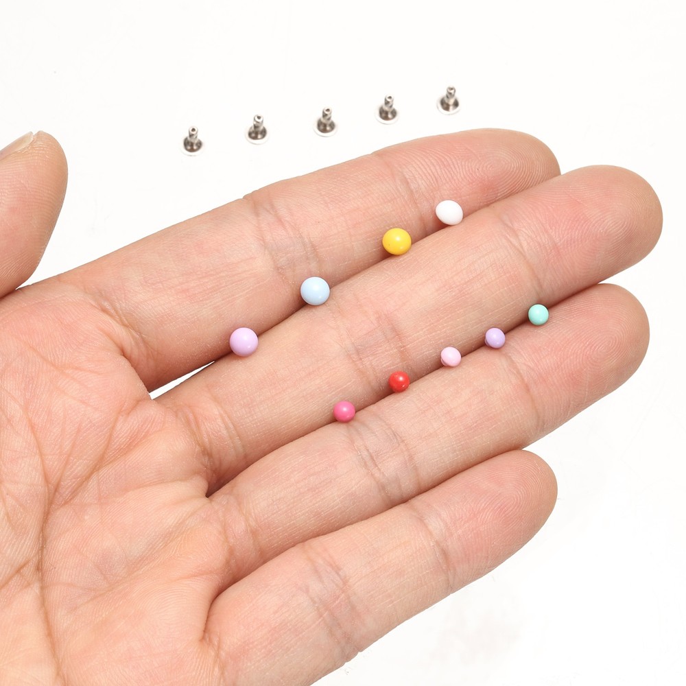 10Pcs Mini Rivet Studs 3mm Double Cap Leather Rivets Tubular Studs Yellow