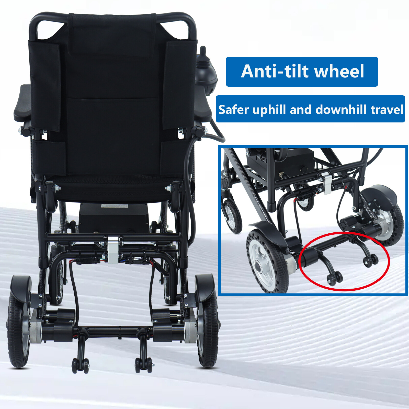 Electric Foldable Lightweight Portable Powerchair Travel Wheelchair All Terrain