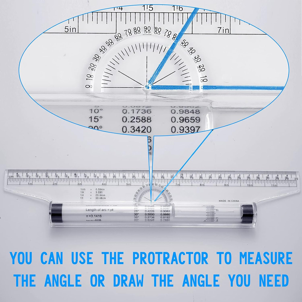 Frienda 2 Pieces Plastic Measuring Rolling Ruler Drawing Parallel Multifunctiona