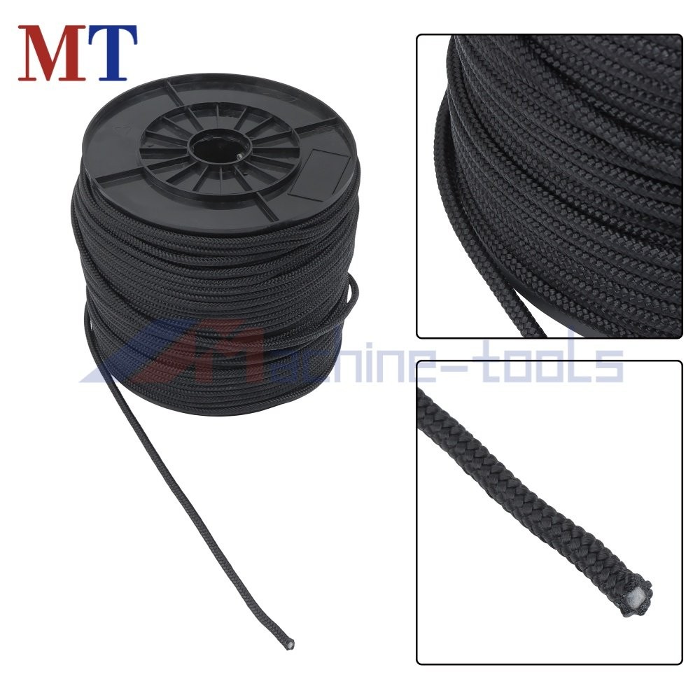 1/4"×500' Black Nylon Rope Spool 100% Nylon Solid Braid Rope Industrial Grade