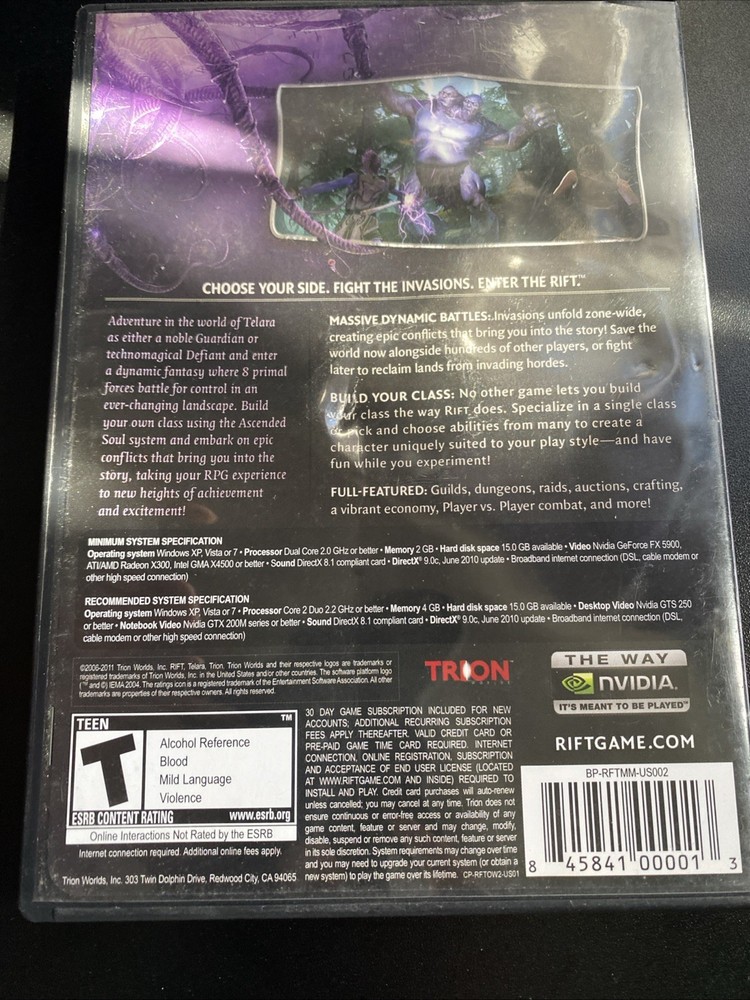 Rift CD Rom Game Pc Videogame