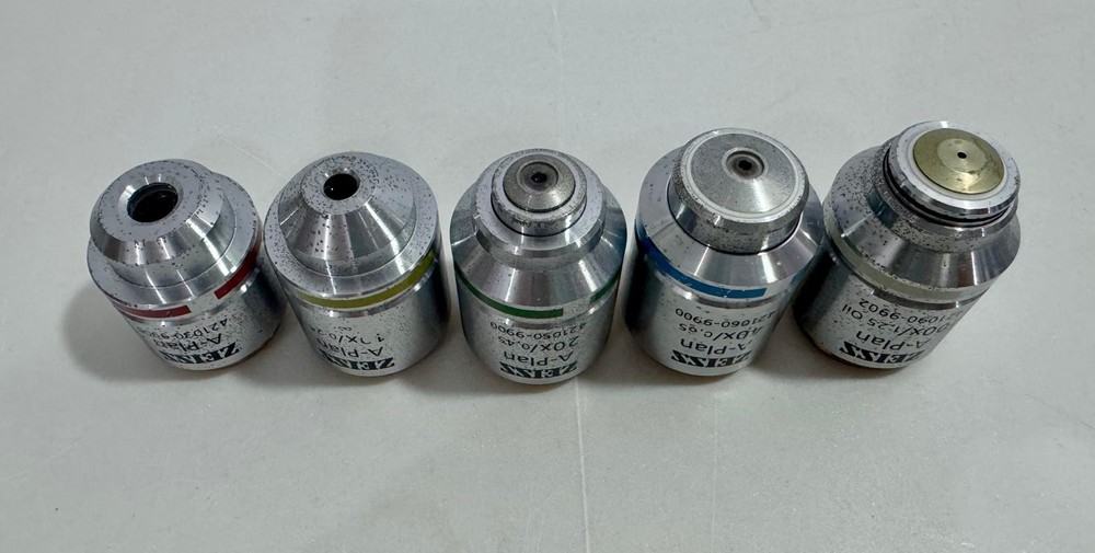 ZEISS A-Plan Microscope Objective Set – 5 Pieces – 5× / 10× / 20× / 40× / 100×