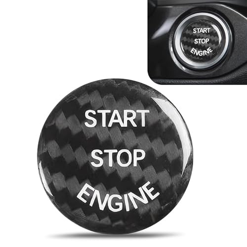Car Push Start Button Cover, Engine Start Button 1 PC Carbon Fiber Black