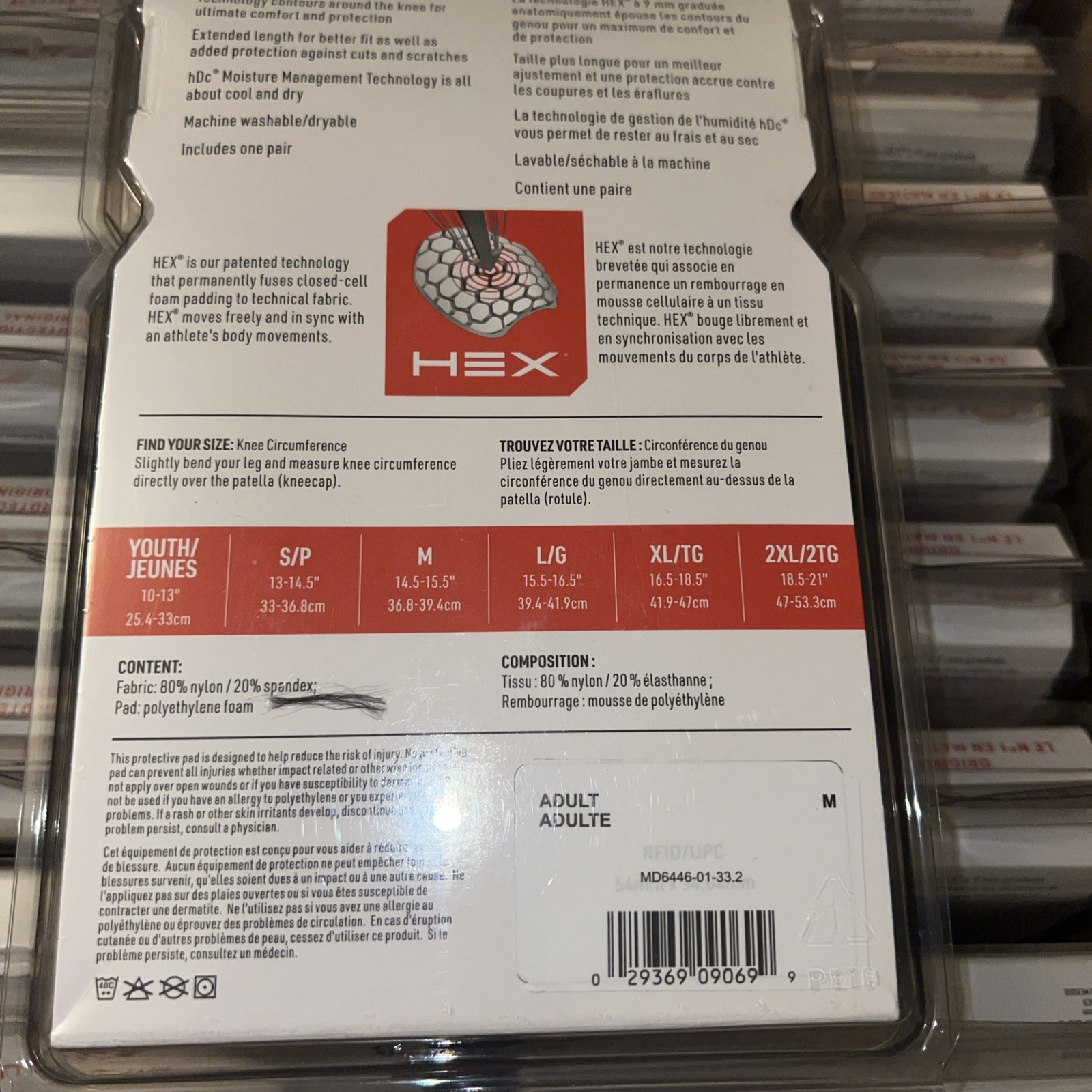 McDavid Protective Padded HEX Leg Sleeves Pair medium black new in plastic