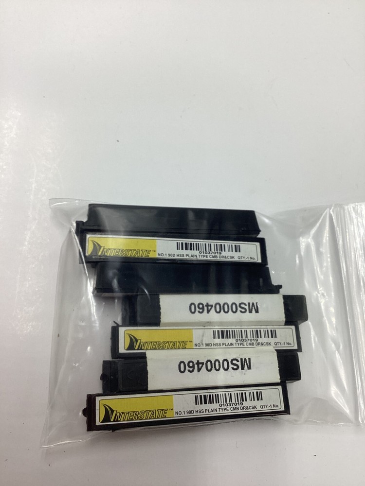 (QTY 7) Interstate 01037019 #1 90D Combo Drill & Countersink HSS Plain Type