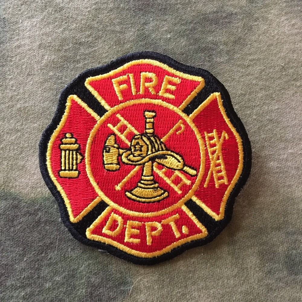 Red & Gold Fire Dept. Maltese Cross Patch