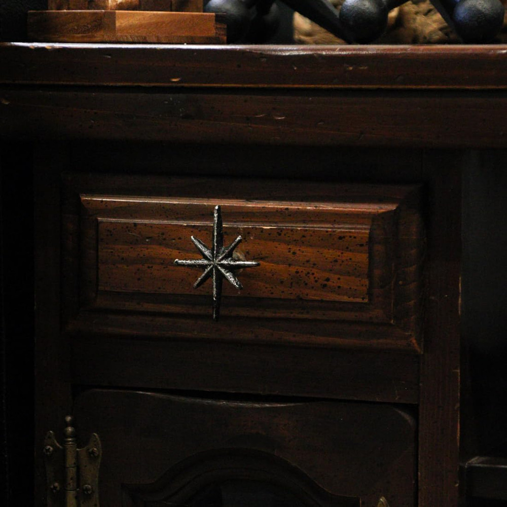Mid Century Drawer Pulls Cabinet Knobs Starburst Cast Iron 6 Pack