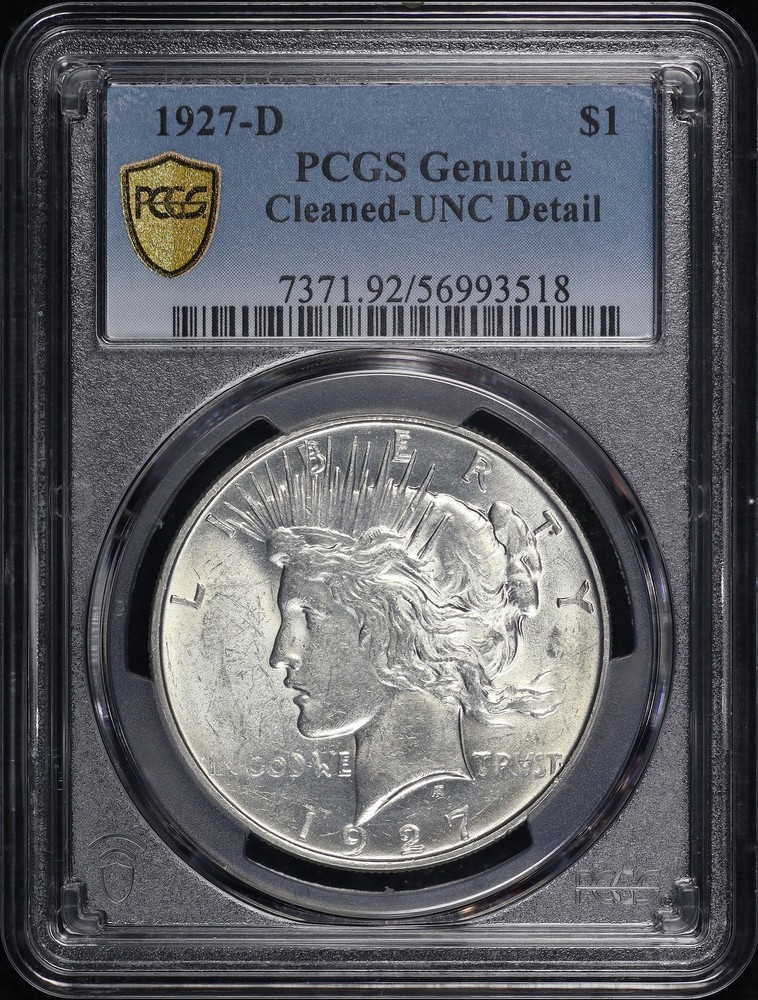 1927-D Peace Dollar PCGS UNC Details Cleaned