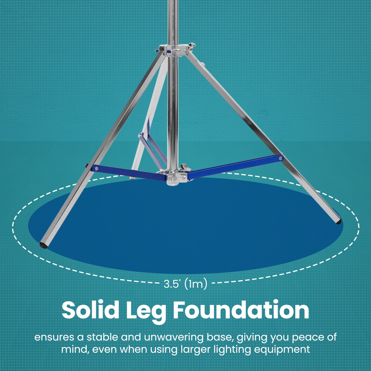 Flashpoint Flashpoint 9.9ft Steel Light Stand Pro with Leveling Leg, Silver, Max