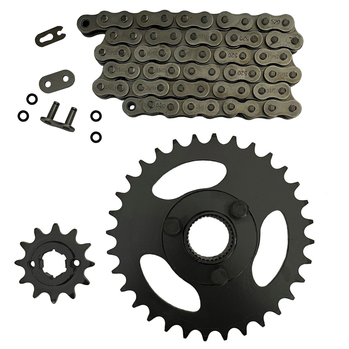 Natural 520x60 O-Ring Chain & 12/32 Sprockets for Polaris RZR 170 fits 2009-2016