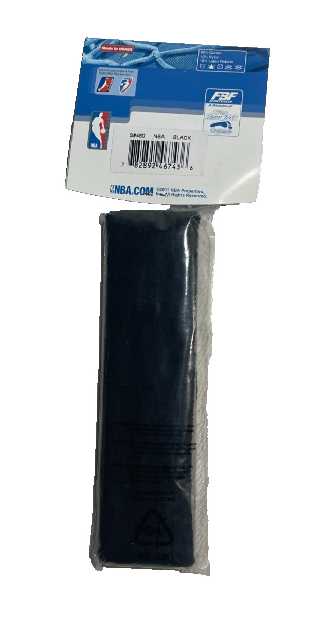 NBA Headband Black Embroidered Logo Basketball Sweatband Sports Headband