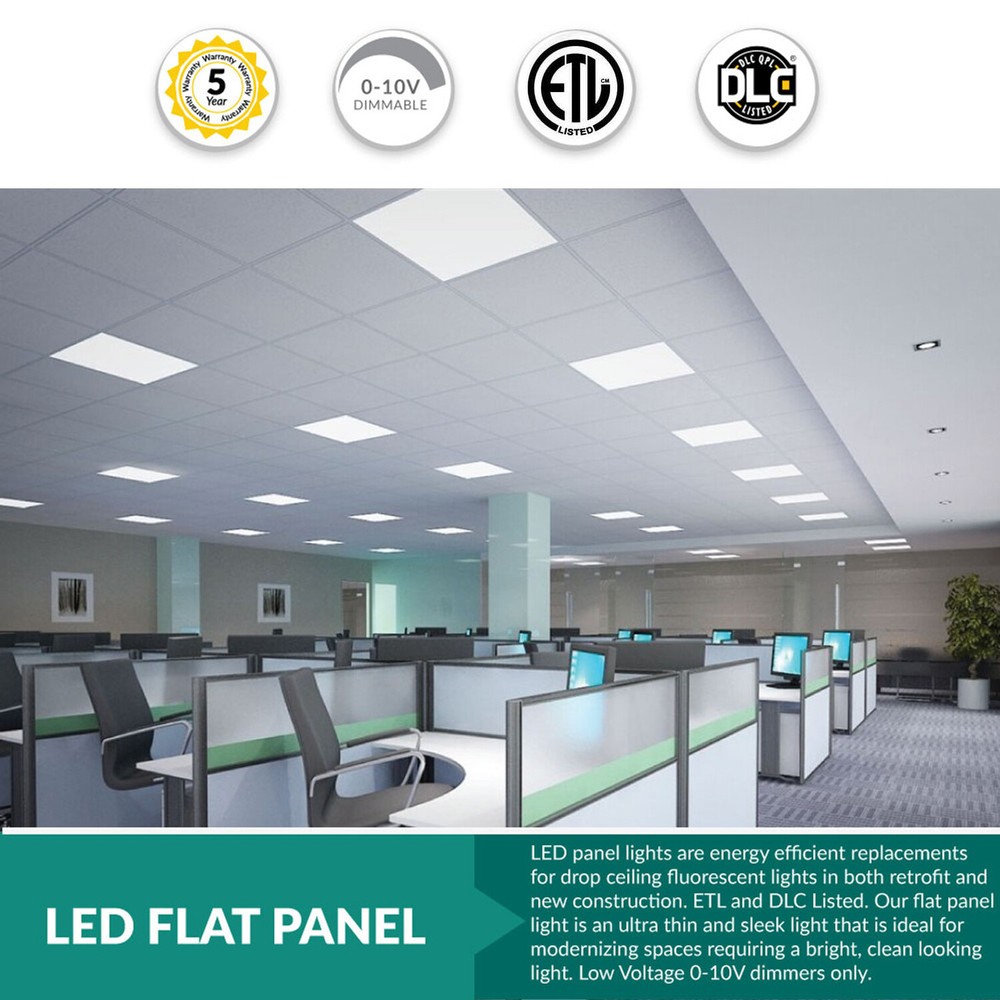 2X2FT LED Flat Panel Light 5800LM 8X45W 5000K Drop Ceiling Ceiling Office Lights