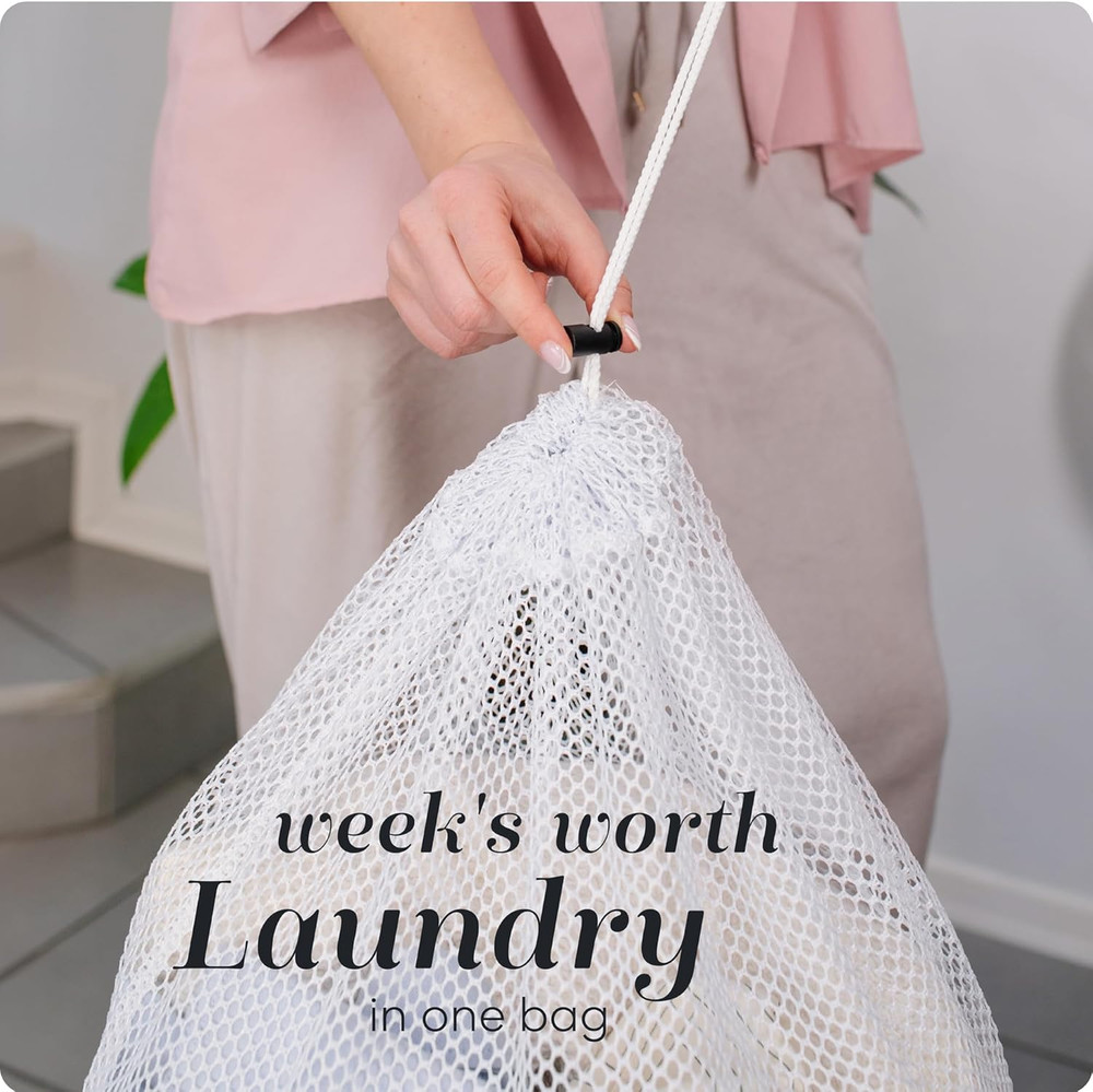 Mesh XL Laundry Bag - Durable, Machine Washable with Secure Drawstring Closure -