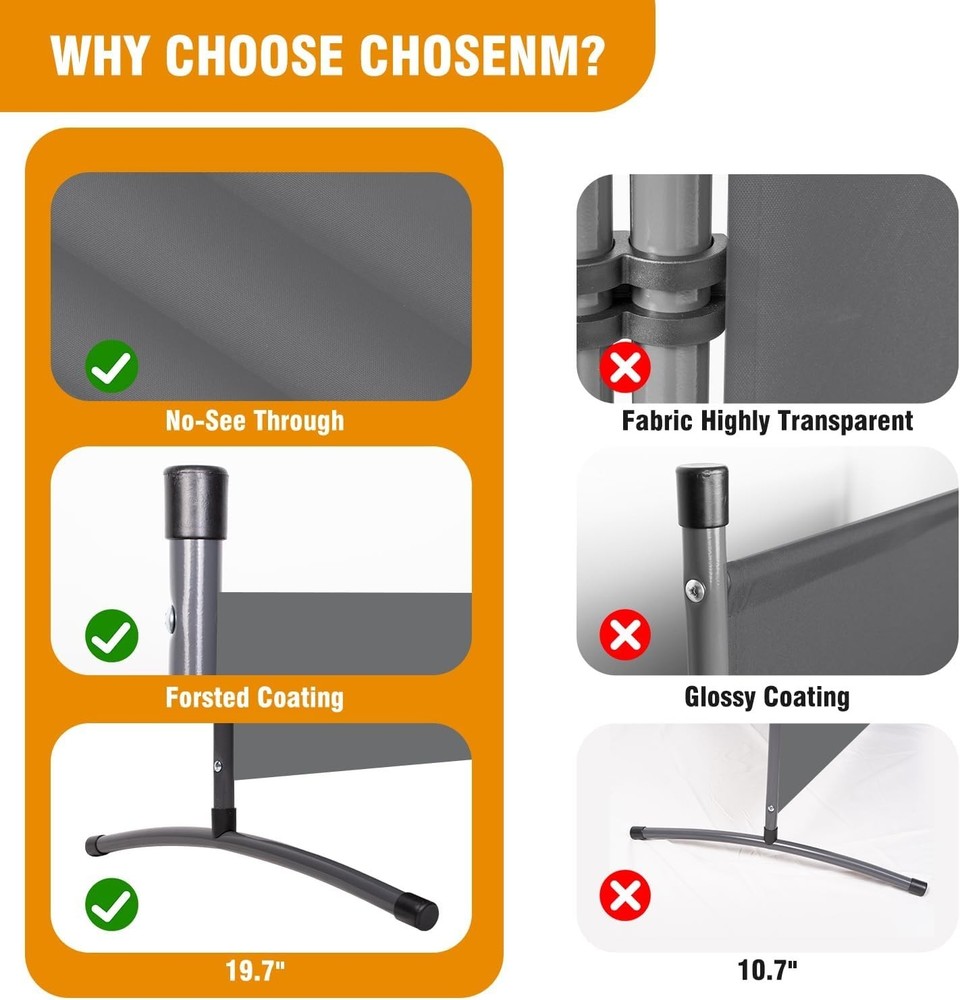 Metal Frame 6 Panel Folding Privacy Screen 6 FT Wall Divider Room Separator
