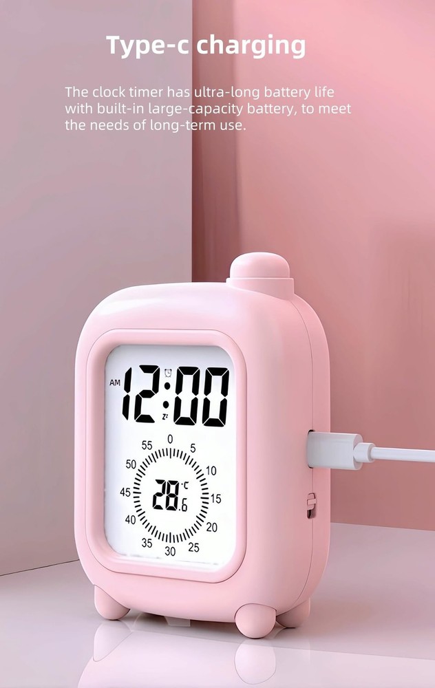 Visual Timer Clock, Digital Alarm Clocks with Temperature Display, Countdown,...