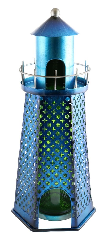 Blue Metal Lighthouse 750ml Bottle Holder