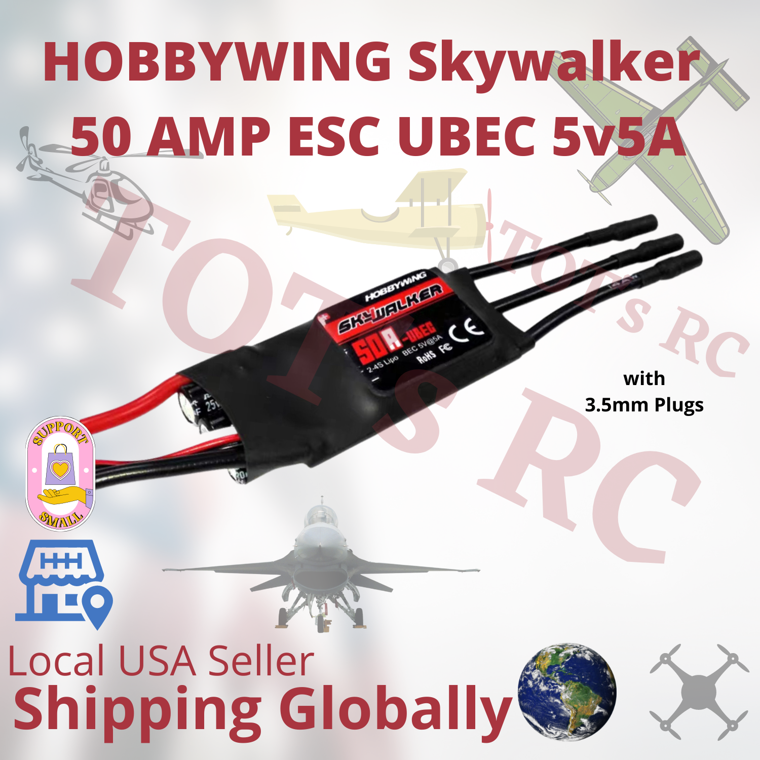 Hobbywing Skywalker 12A 20A 30A 40A 50A 60A 80A 100amp ESC 2-6s w/BEC