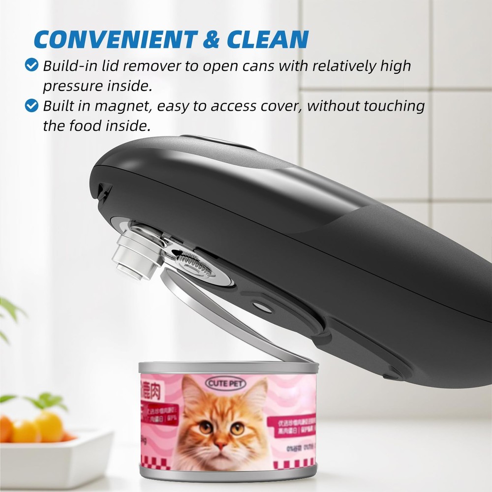 Automatic Electric Can Opener: Battery Operated One Touch Hands Free Smooth E...