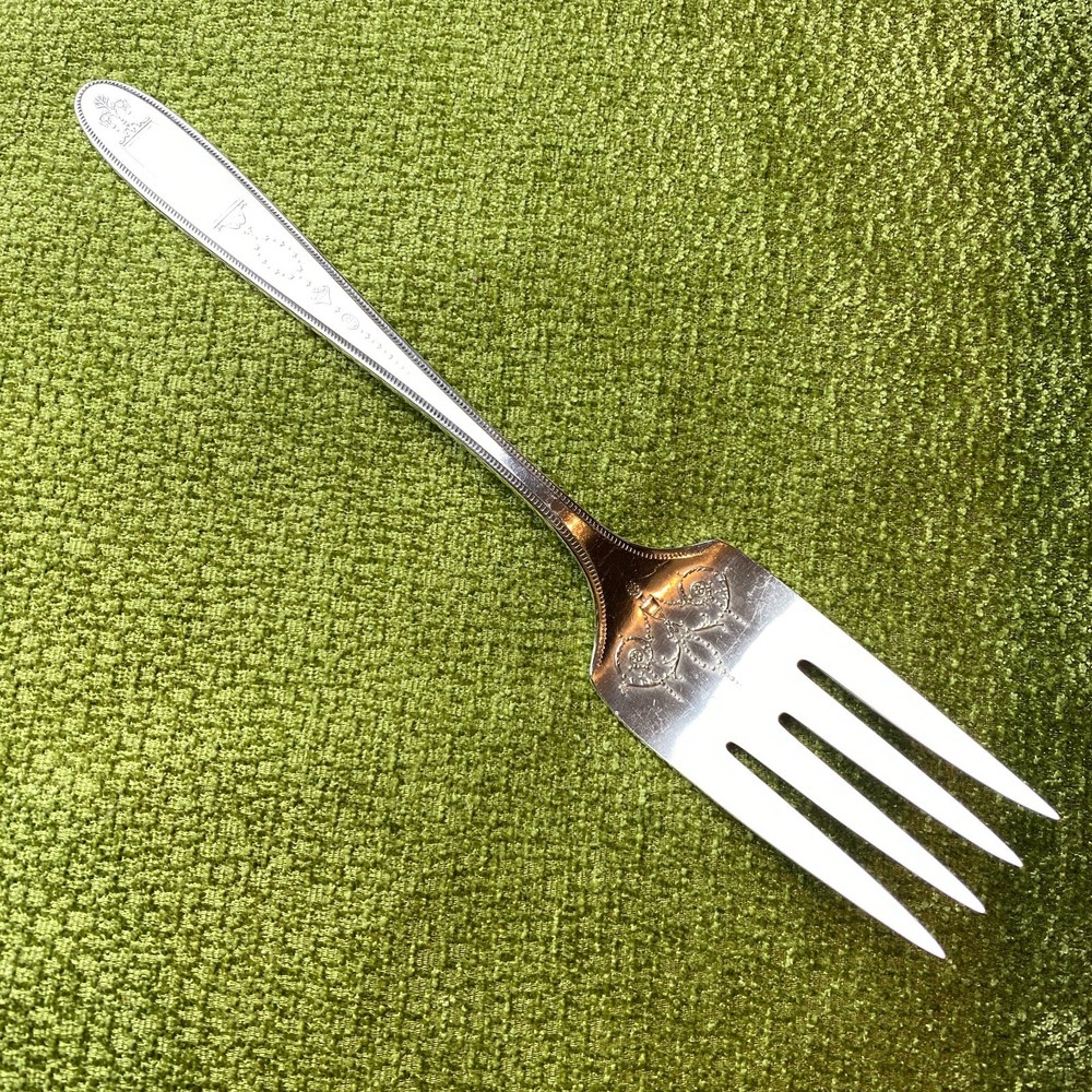 Oneida Silverplate GROSVENOR 1921 Medium Solid Cold Meat SERVING FORK No Mono