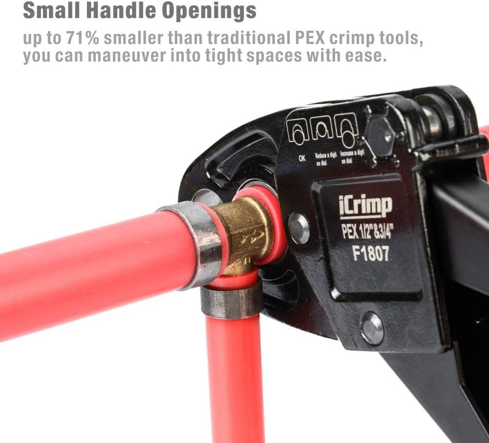 Combo Angle Head Pex Pipe Plumbing Crimping Tool for Copper Crimp Jaw Sets 1/2"
