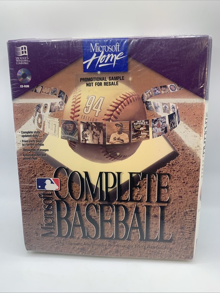 Microsoft Home COMPLETE BASEBALL PC CD-Rom SEALED! -1994-