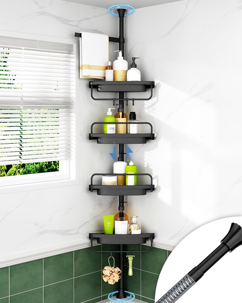 Bathroom rustproof shower tray corner with shampoo accessory storage
