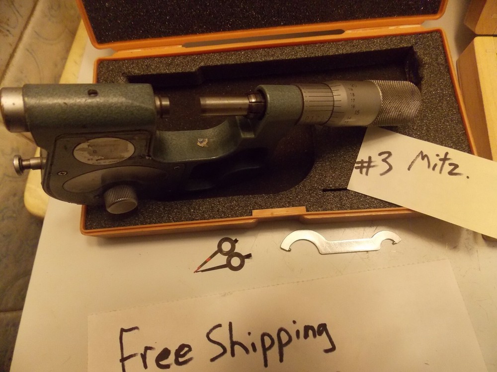 FOWLER 0-1” 1-2" .0001” INDICATING MICROMETER COMPARATOR Mitutoyo Case Choose