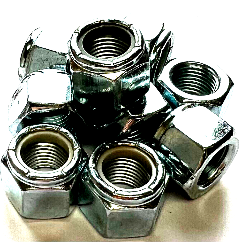 1/2-20 ZINC NYLON INSERT STOP LOCK NUT - 10 PIECES