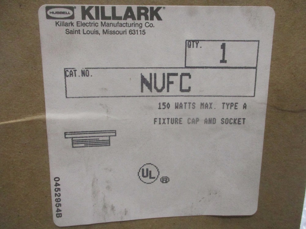HUBBELL KILLARK NVFC FIXTURE CAP & SOCKET NSMP
