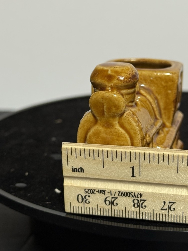 Small Brown Ceramic Train Engine Figuring, Toothpick Holder, Planter