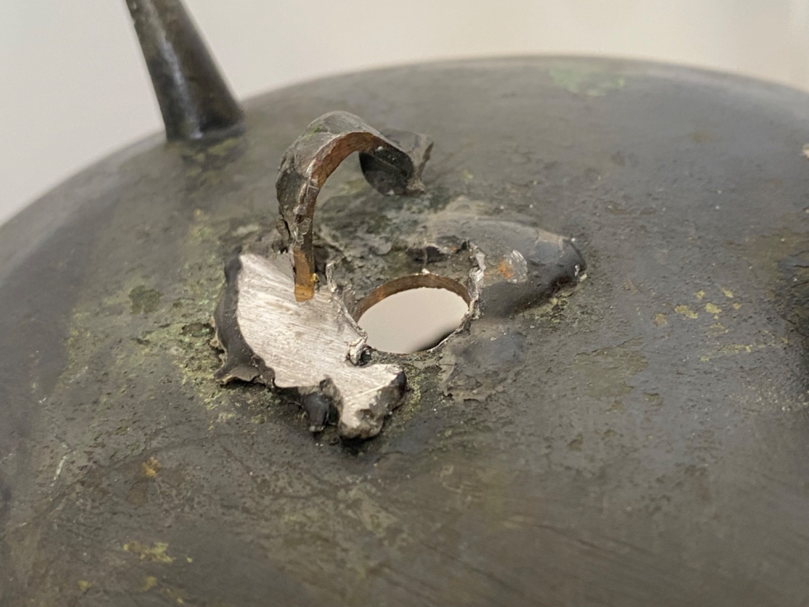 Antique Chinese Qing Dynasty Openwork Bronze with Dragon & Clouds 9” 4lbs c.1900