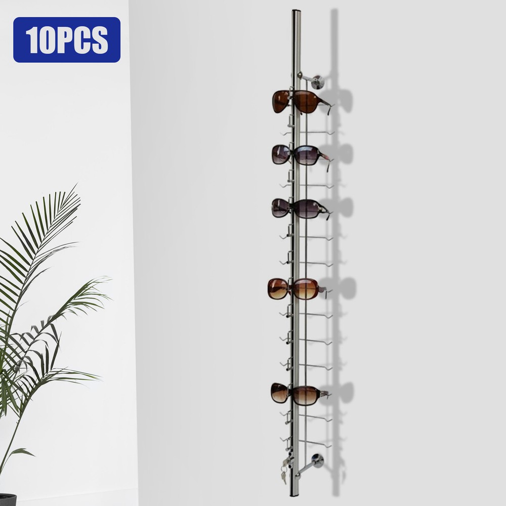 10 Pcs/Set 14 Frames Wall-Mounted Eyeglasses Sunglasses Display Holder w/ Lock