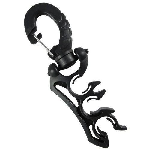 Scuba Diving Triple Hose Holder with Clip, Black