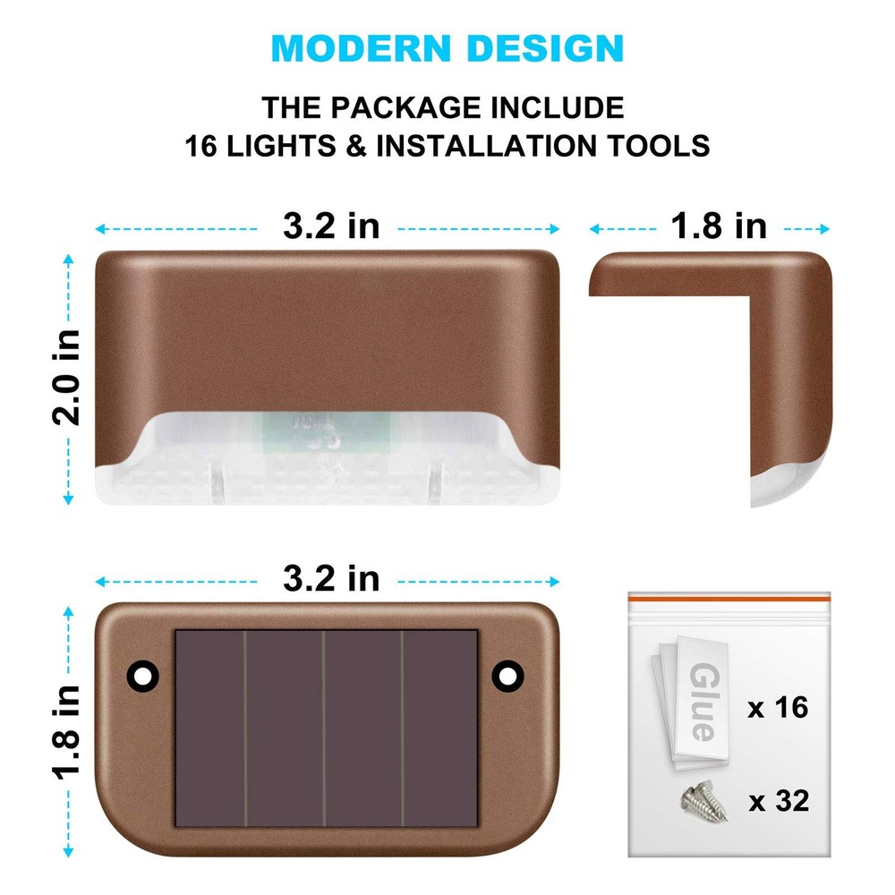 DenicMic Solar Deck Lights Outdoor 16 Pack Step 16 Pack, Multicolor