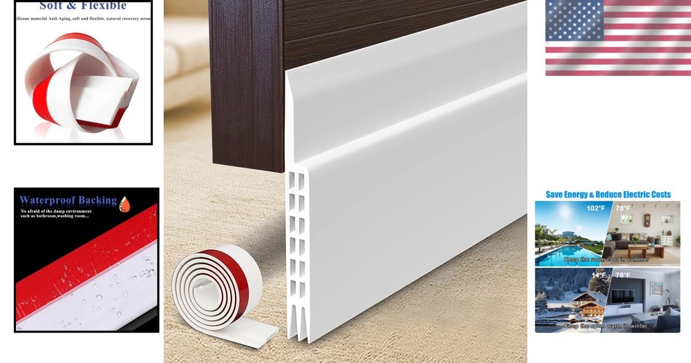 3-Layer Silicone Draft Stopper - Huge Gap Sealing, White - Ultimate Home Comfort