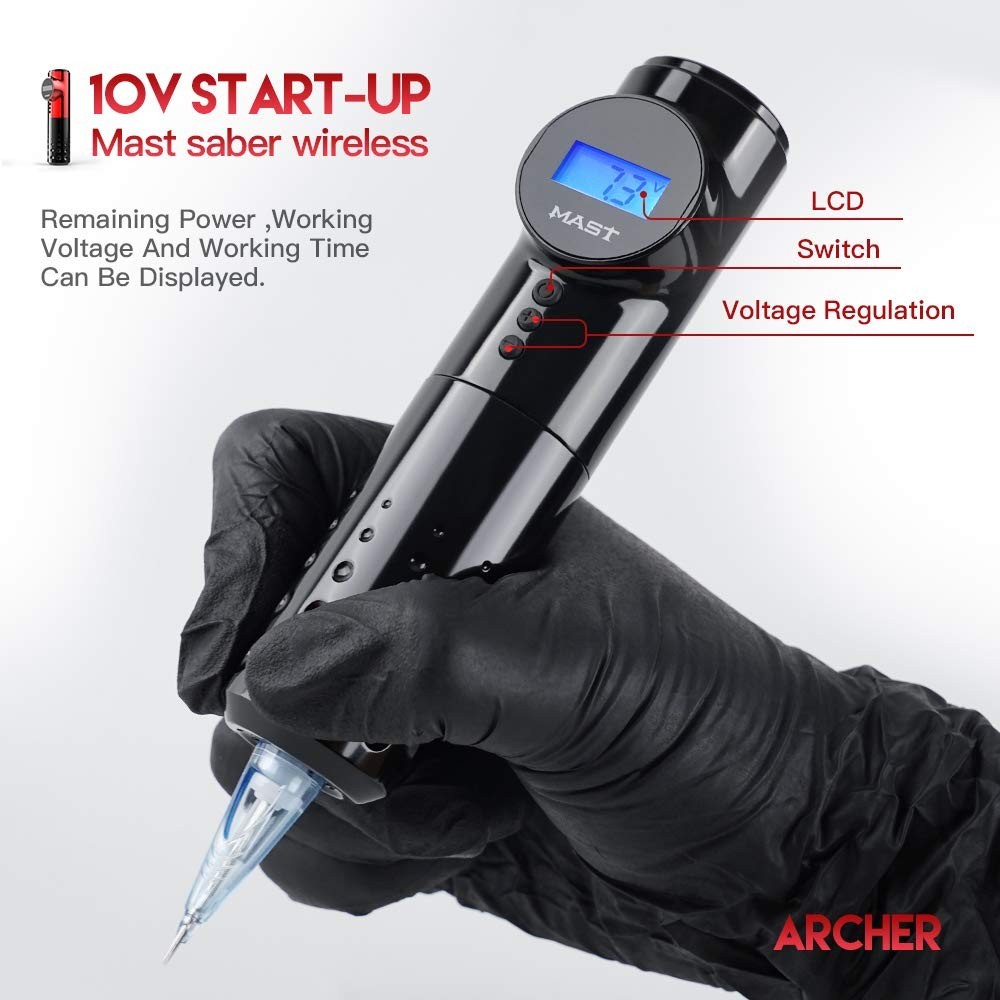 Mast Archer Wireless Tattoo Pen - LCD Voltage Screen