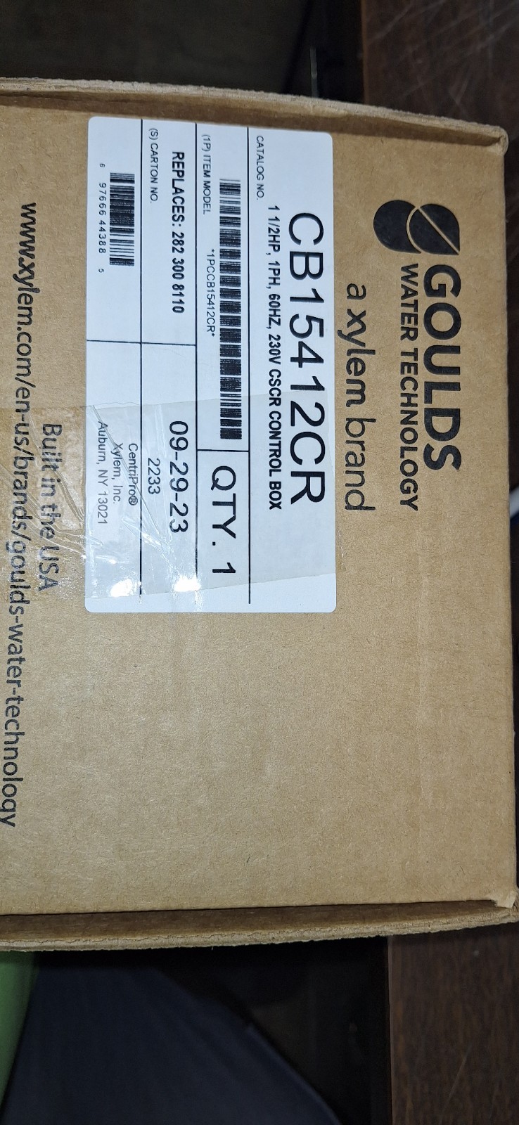 CB15412CR Goulds 1.5HP CSCR Control Box 230V