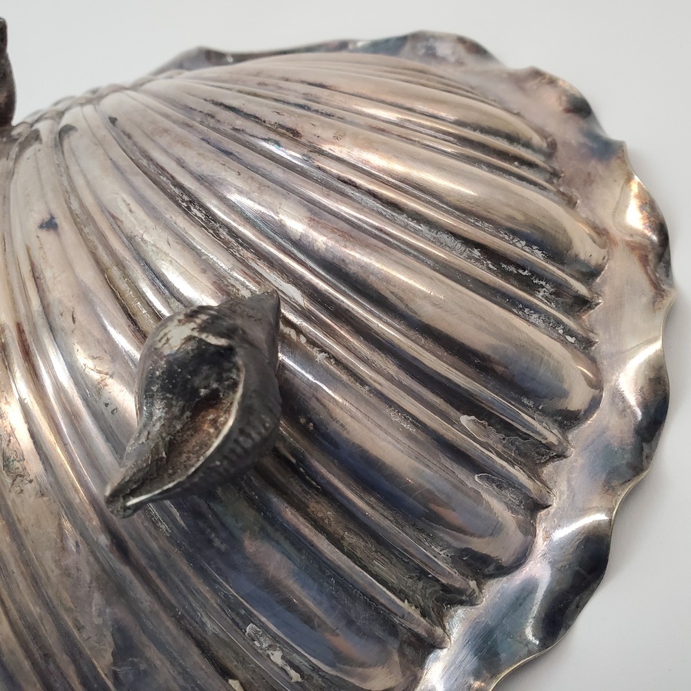 Antique Wilson & Sharp Edinburgh SCALLOP Shell Dish Silver‑Plate 8885 Footed