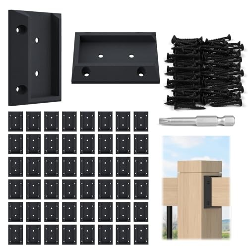 Pcs Deck Railing Brackets Connectors Rail Support Kit for 2x4 (1.5"×3.5") 50