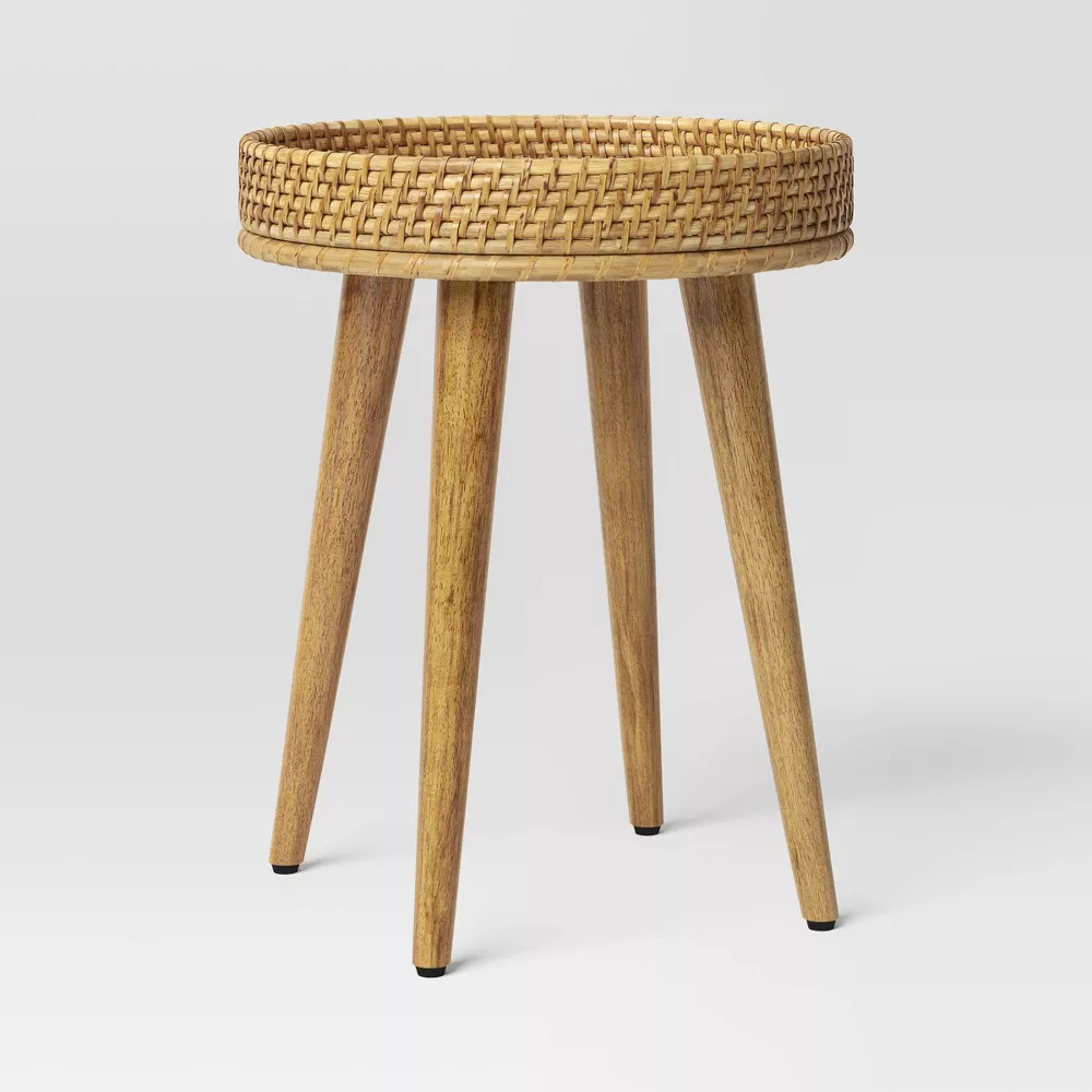 Round Natural Woven Accent Table (FA) - Threshold