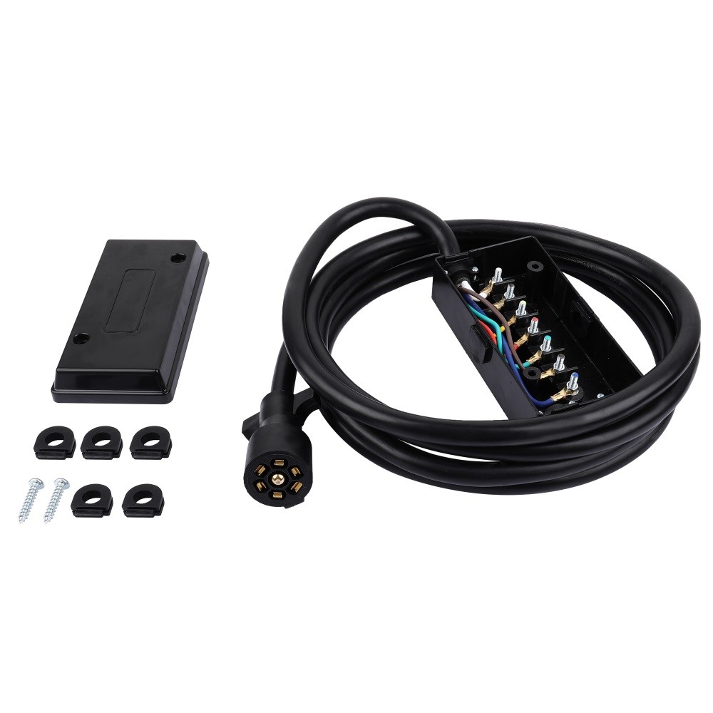 12 Foot 7 Way Plug Inline Pre-Wired Trailer Cord Junction Box Cable