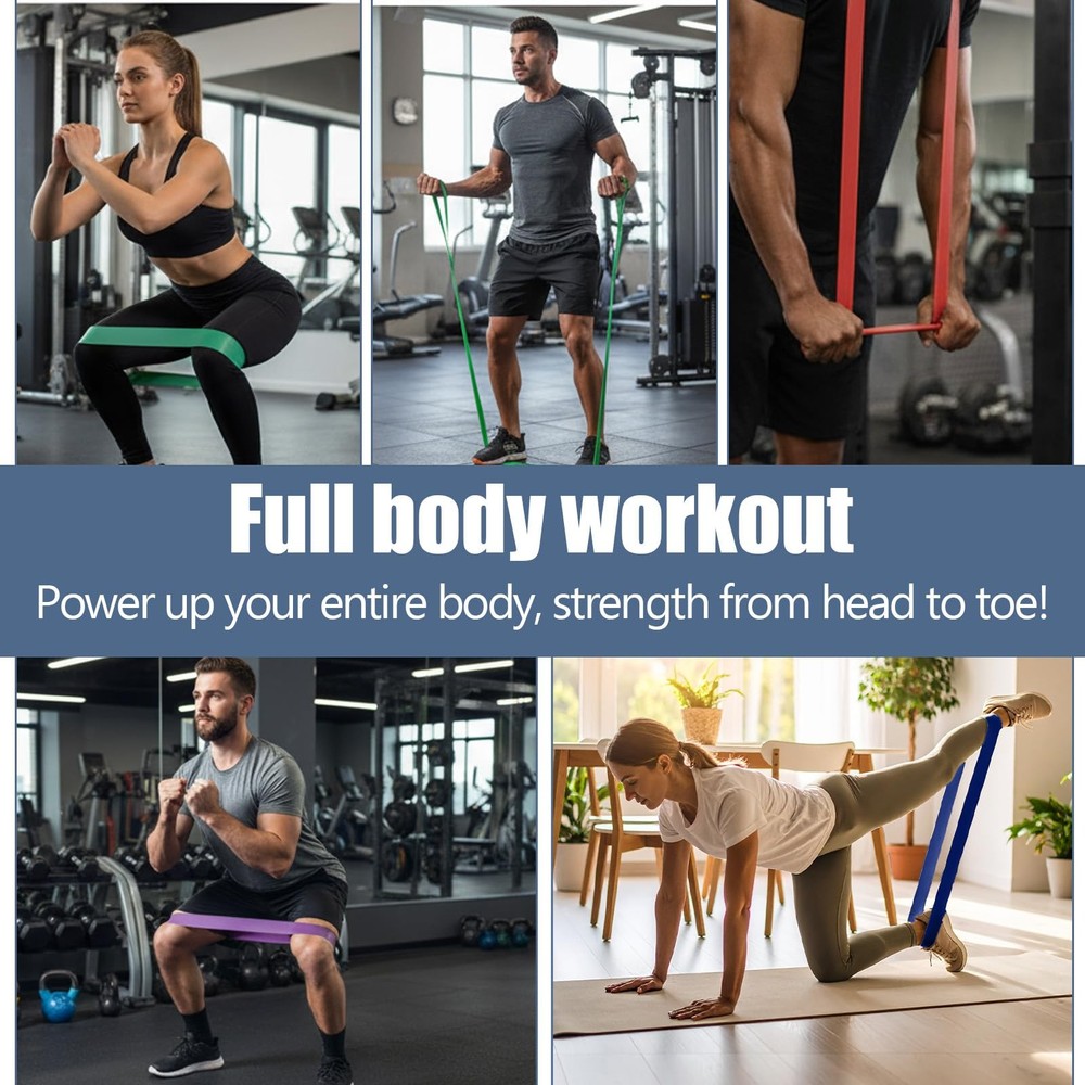 8pcs Pull Up Assistance Bands Set 5pcs Resistance Bands & 2pcs Thin Pull Up B...