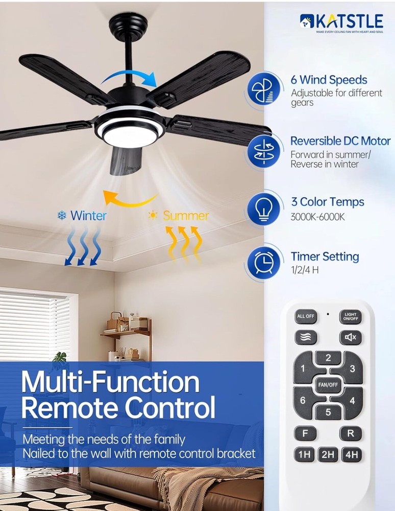 KATSTLE 42 inch Black Ceiling