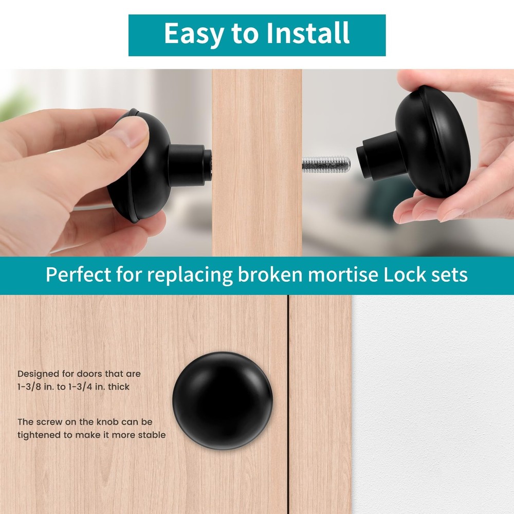 1 Set Vintage Old Style Door Knob Set with Spindle, Antique Door Knobs Replac...