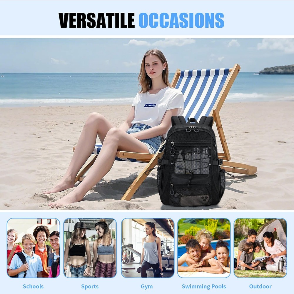 See Through Mesh Backpack for School, Lightweight Net Bookbag with Elastic Ro...